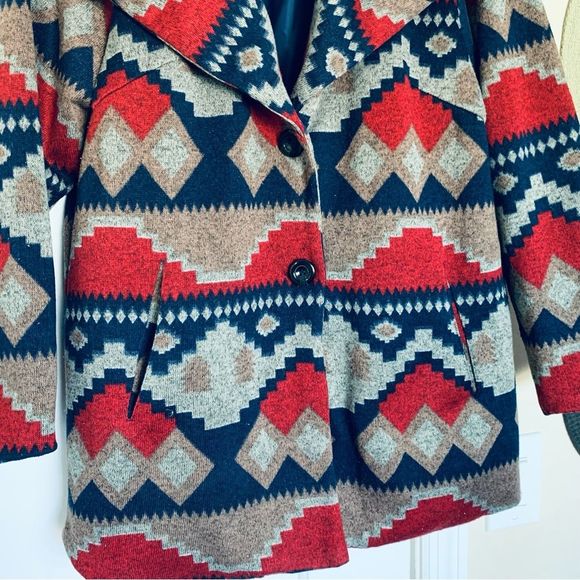 SIMPLY Emma Western Boho Aztec Tribal Print Sweater Winter Coat | Size: 1X - Picture 3 of 6